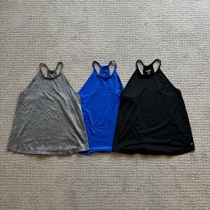 Old Navy Active Raceback Tank Tops Bundle in Gray, Blue, and Black